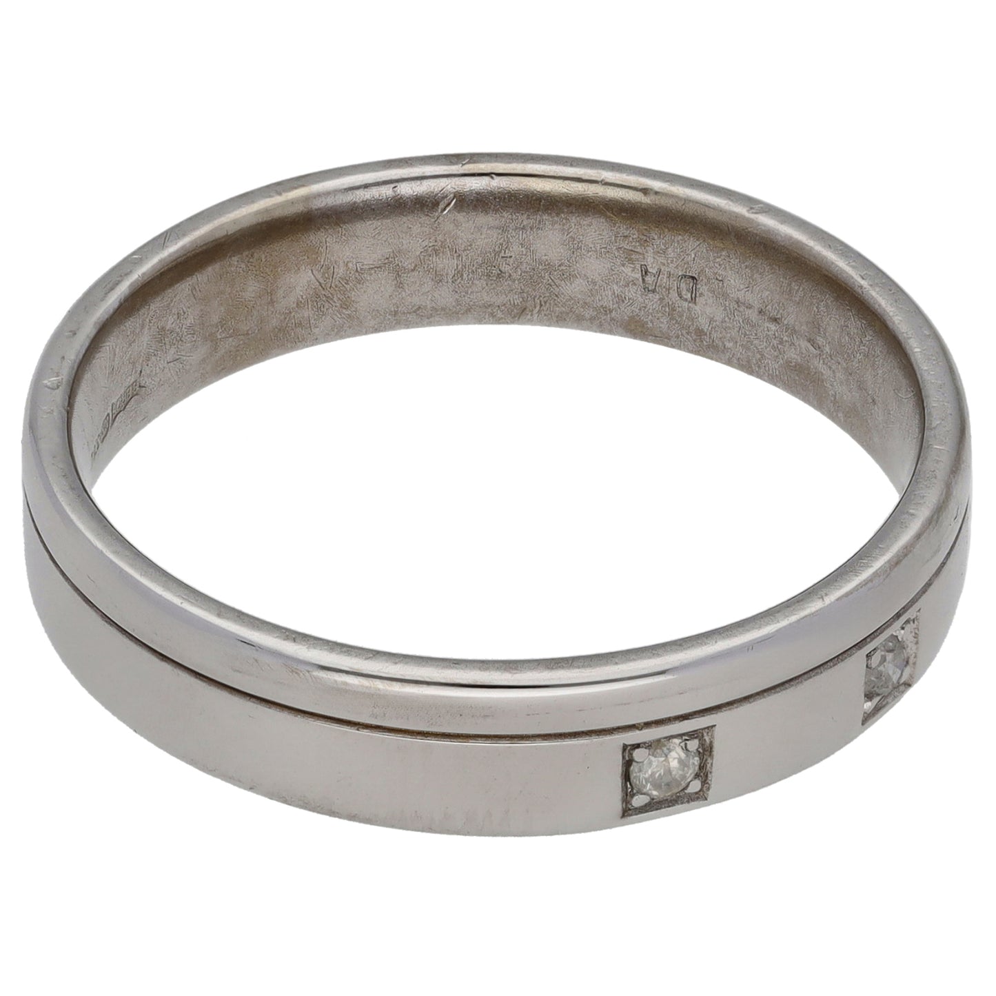 9ct White Gold 0.06ct Diamond Patterned Wedding Ring Size V