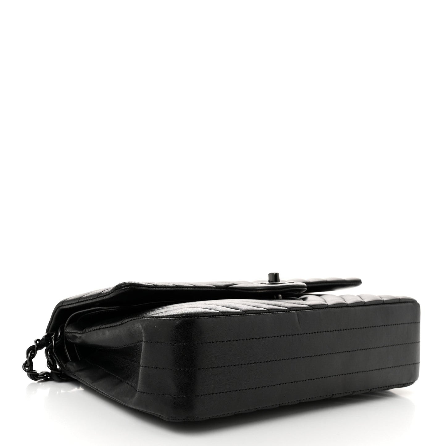 Chanel Classic Double Flap Lambskin Leather Bag - Black