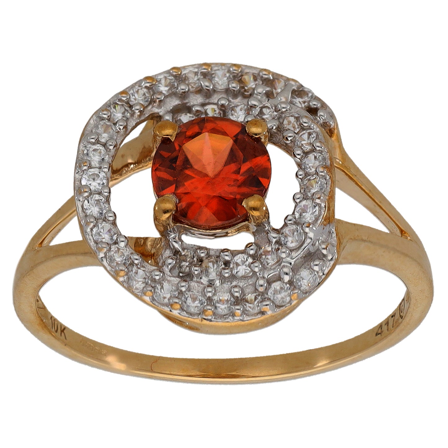 9ct Gold Zircon & Imitation Gems Dress/Cocktail Ring Size S