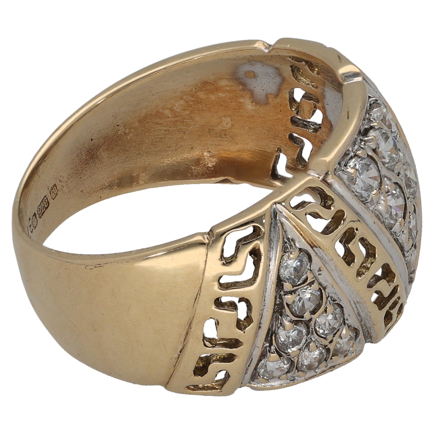 9ct Gold Cubic Zirconia Dress/Cocktail Ring Size N