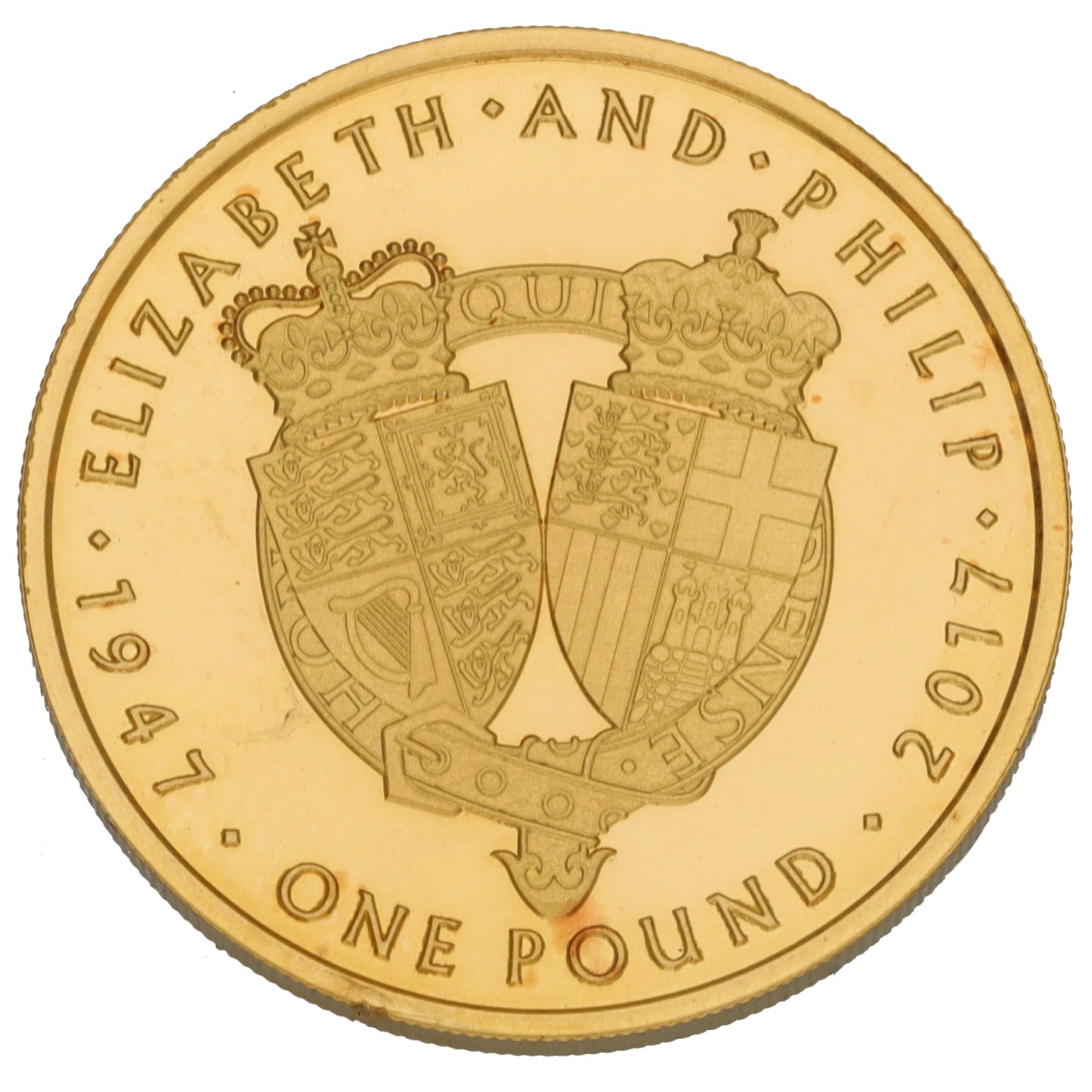 22ct Gold Elizabeth And Phillip Platinum Anniversary One Pound Coin 2017