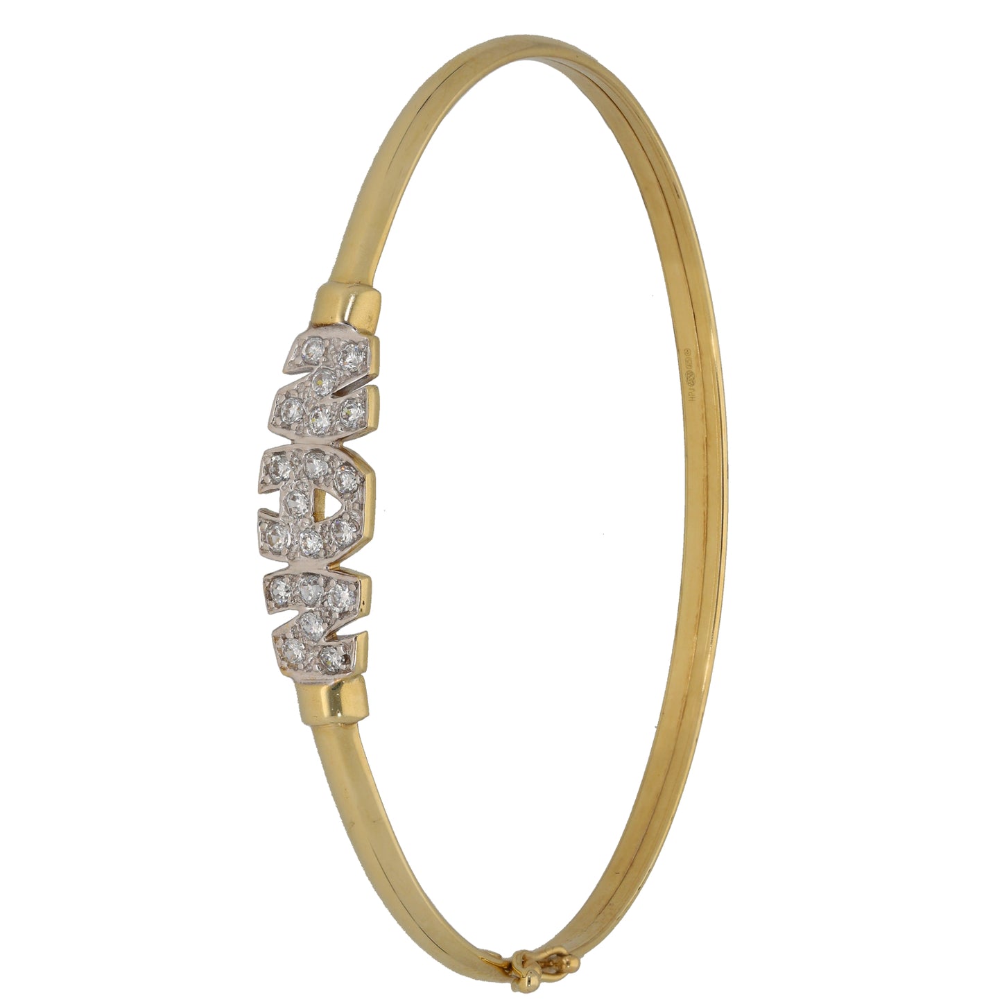 9ct Gold Cubic Zirconia Hinged/Clasp Bangle
