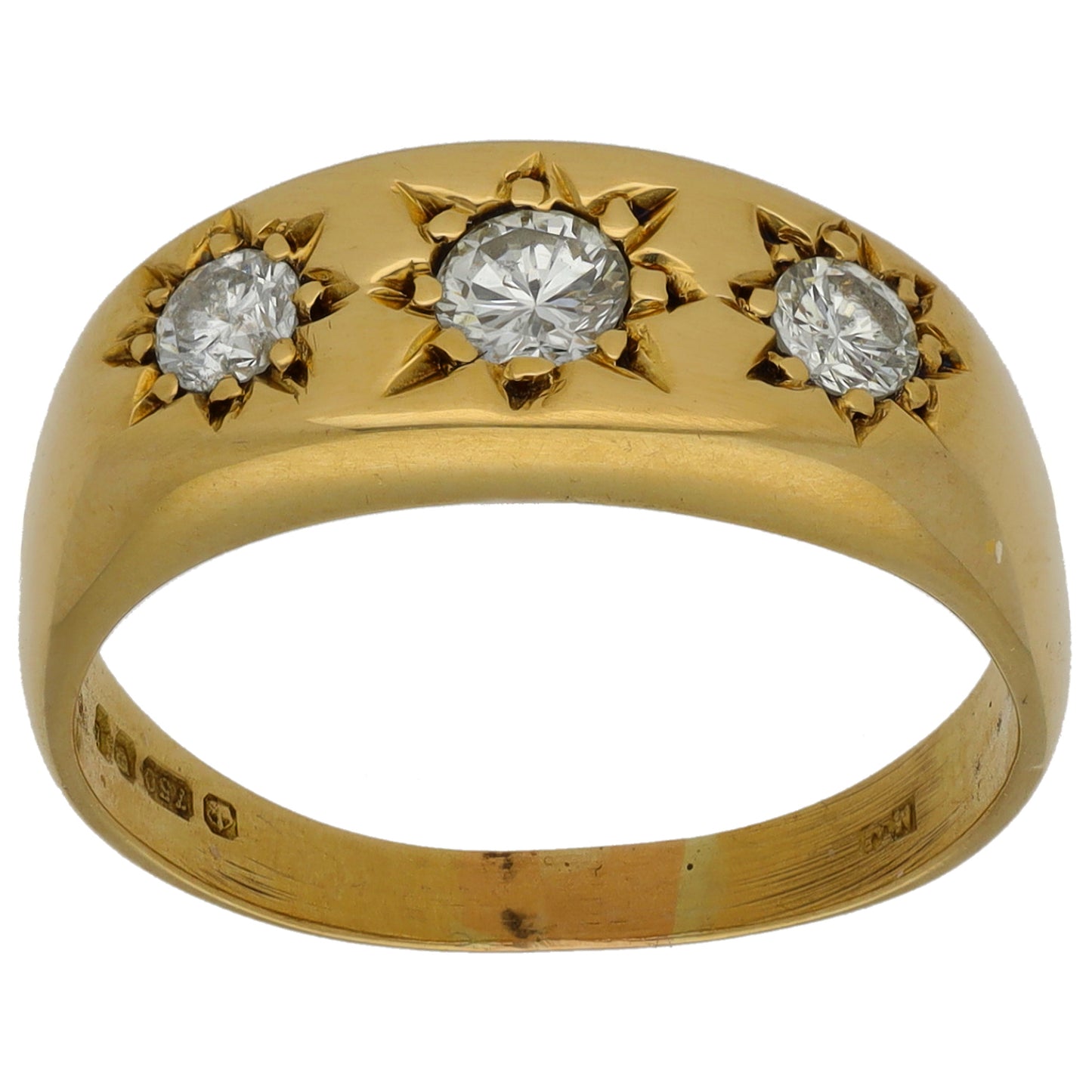 18ct Gold 0.40ct Diamond Trilogy Ring Size Q