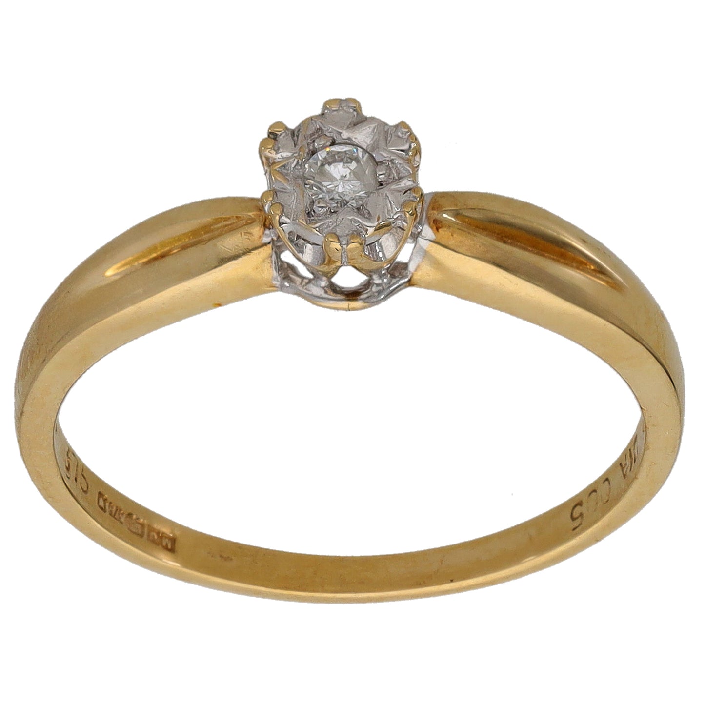 9ct Gold 0.05ct Diamond Solitaire Ring Size P