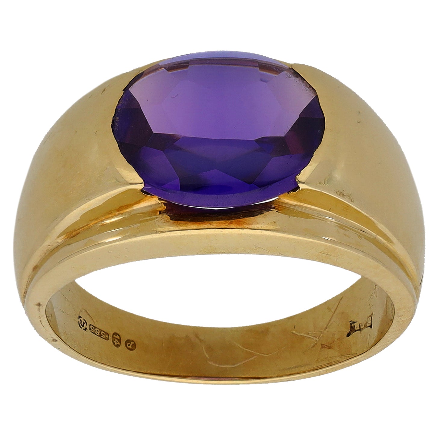 14ct Gold Amethyst Single Stone Ring Size P