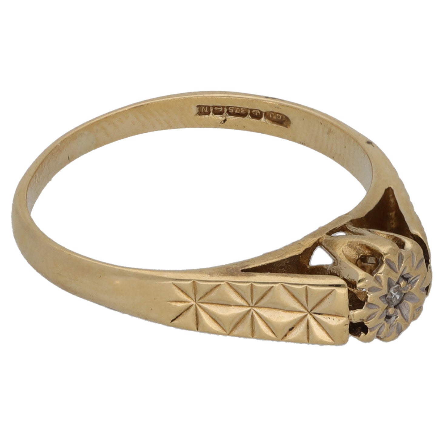 9ct Gold 0.005ct Diamond Solitaire Ring Size L