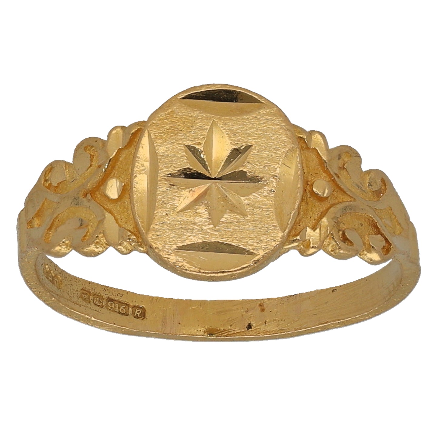 22ct Gold Patterned Signet Ring Size J