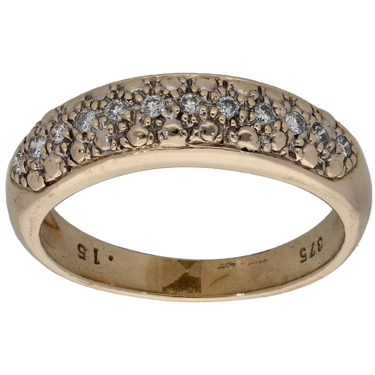 9ct Gold 0.15ct Diamond Half Eternity Ring Size N