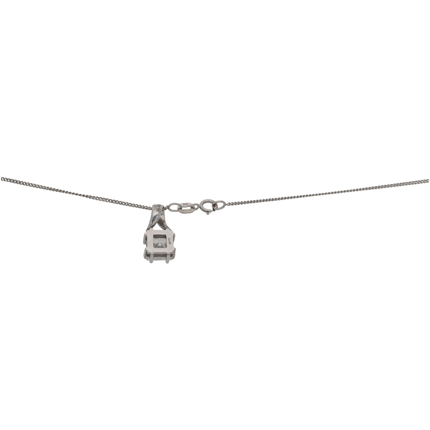 18ct White Gold Cubic Zirconia Single Stone Pendant With Chain
