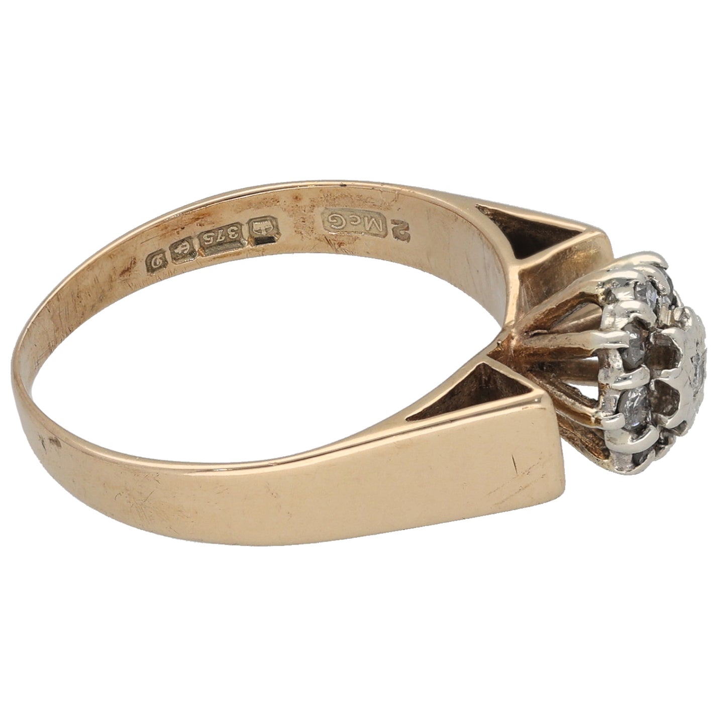 9ct Gold 0.18ct Diamond Cluster Ring Size M