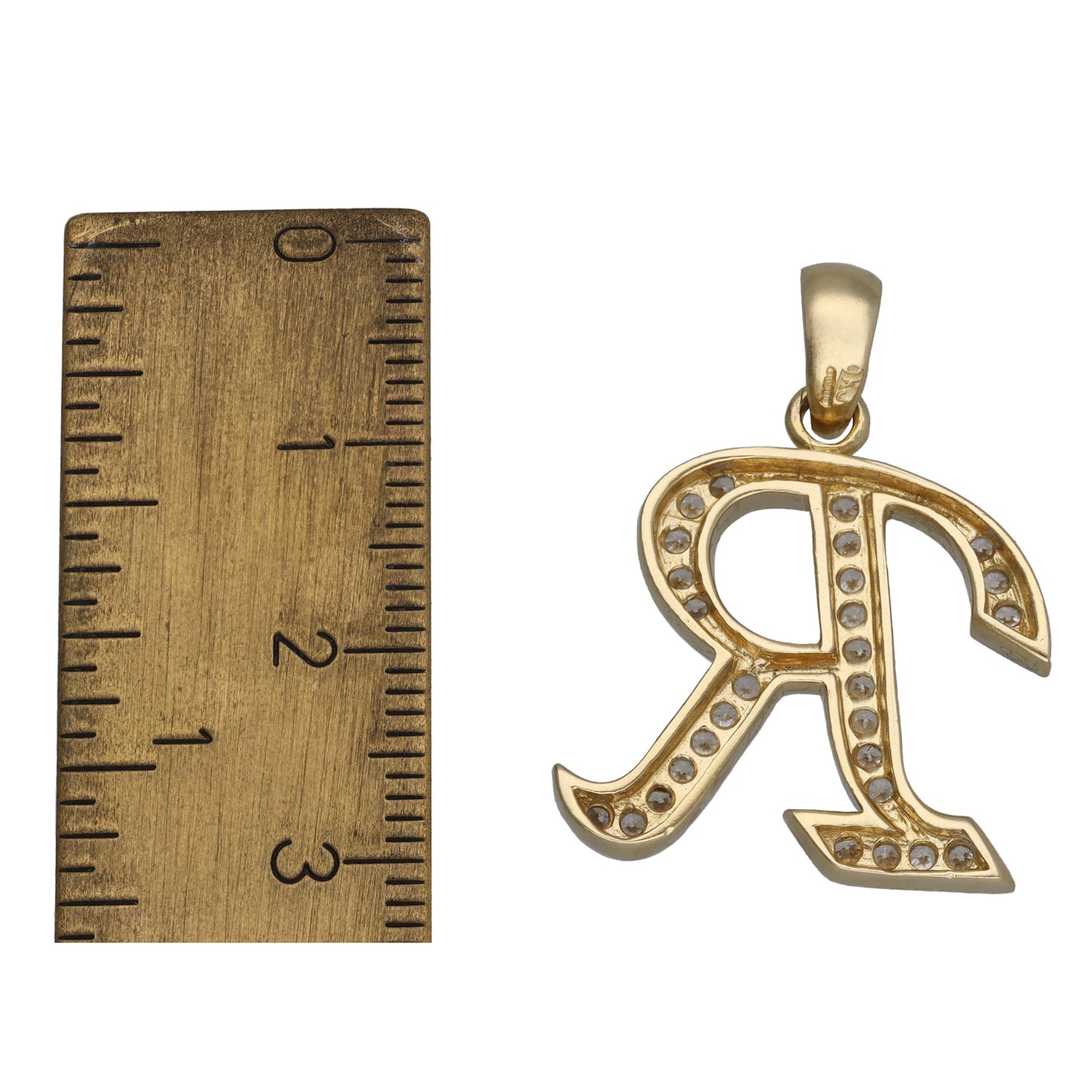 14ct Gold Cubic Zirconia Initial R Pendant