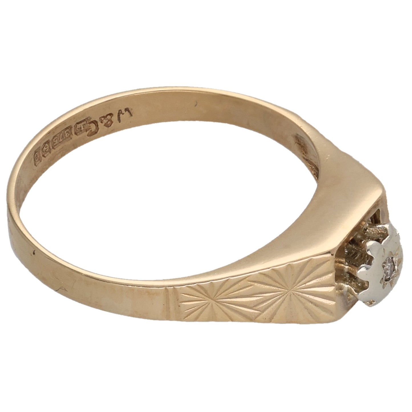 9ct Gold 0.015ct Round Diamond Solitaire Ring Size P
