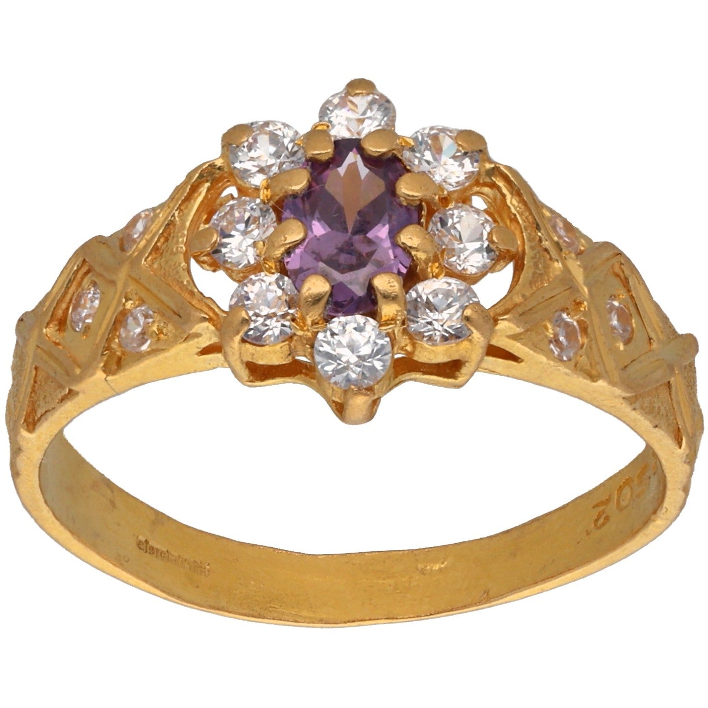 22ct Gold Imitation Gems Dress/Cocktail Ring Size P