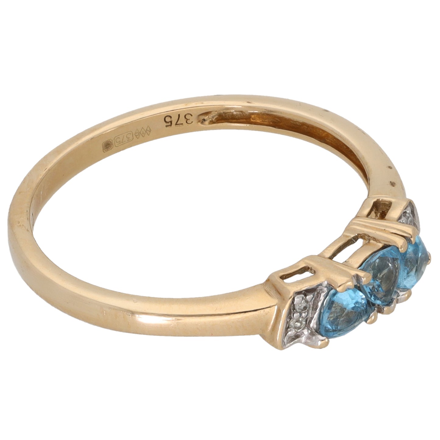 9ct Gold Topaz & 0.02ct Diamond Dress/Cocktail Ring Size N