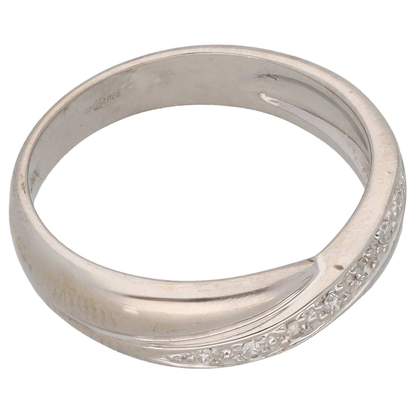 9ct White Gold 0.07ct Diamond Half Eternity Ring Size L