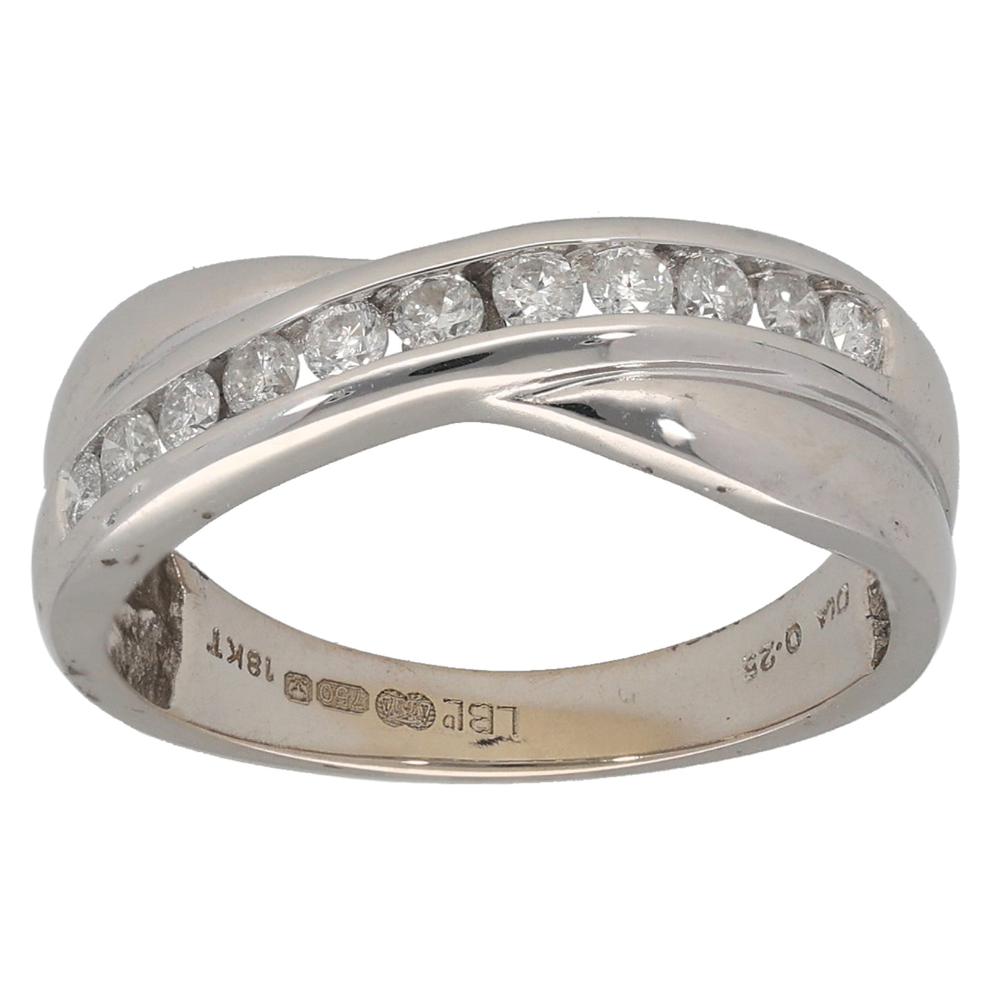 18ct White Gold 0.25ct Diamond Half Eternity Ring Size L