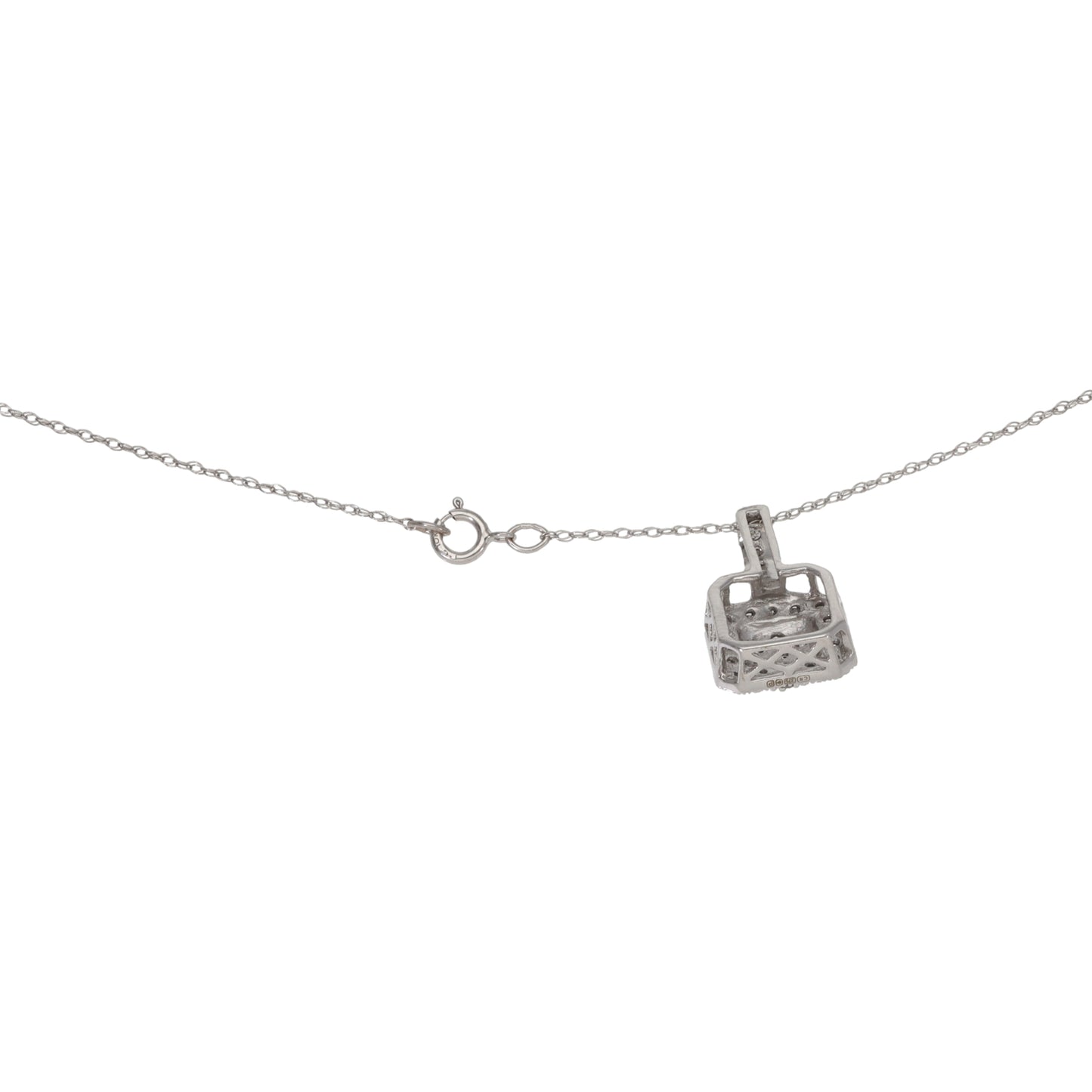 9ct White Gold 0.21ct Diamond Cluster Pendant With Chain
