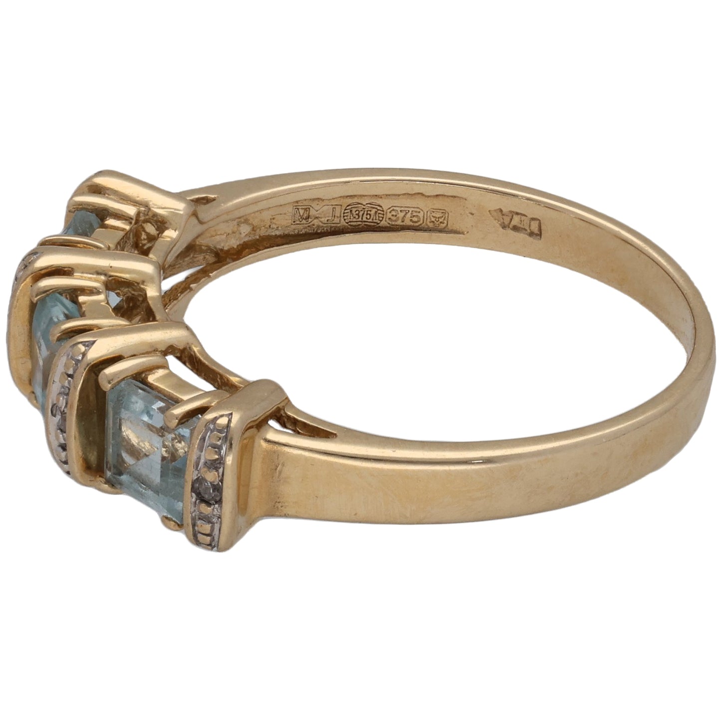 9ct Gold Topaz & 0.02ct Diamond Dress/Cocktail Ring Size O