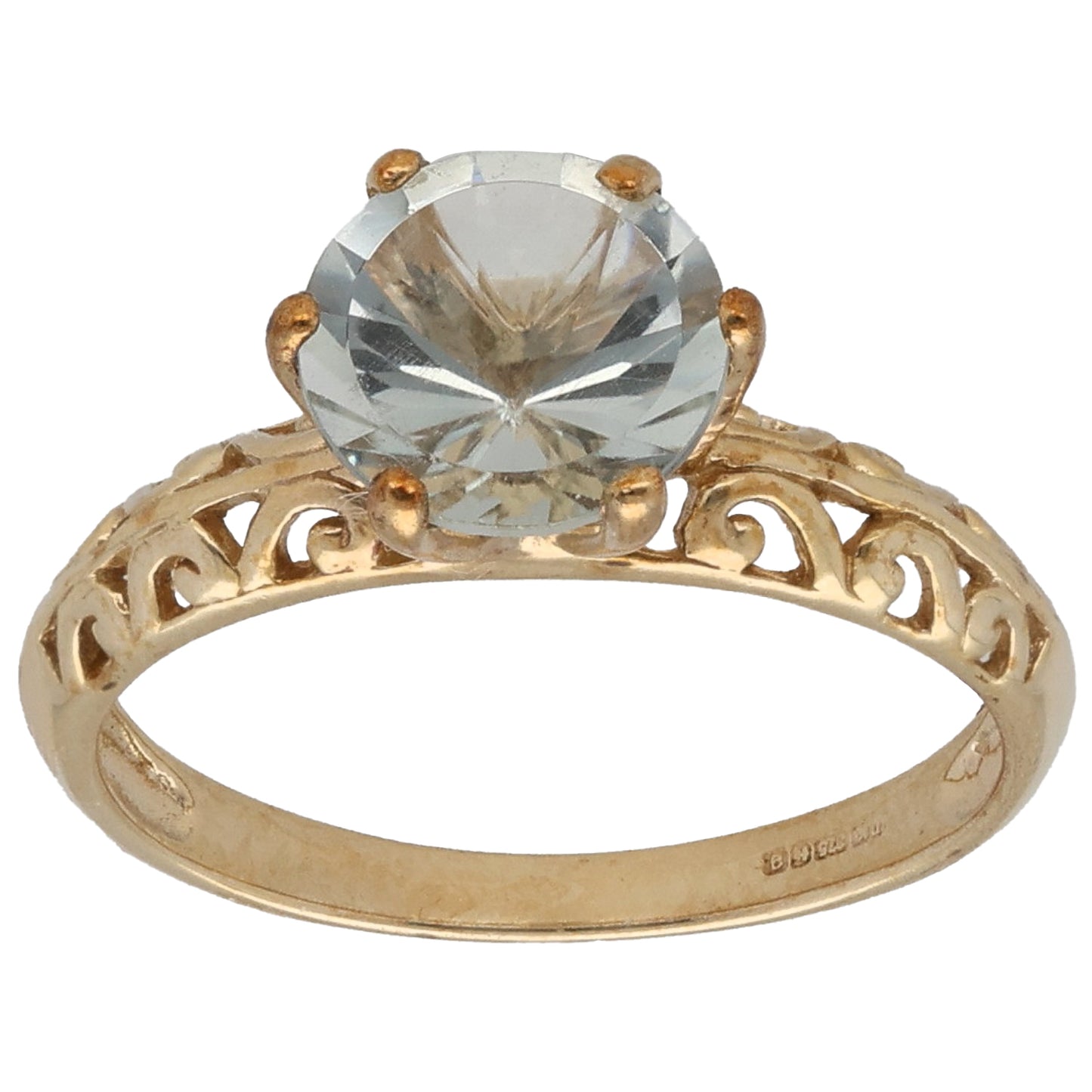 9ct Gold Quartz Single Stone Ring Size N