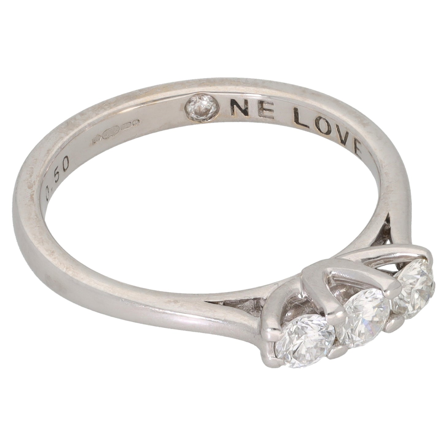 18ct White Gold 0.50ct Diamond Trilogy Ring Size P