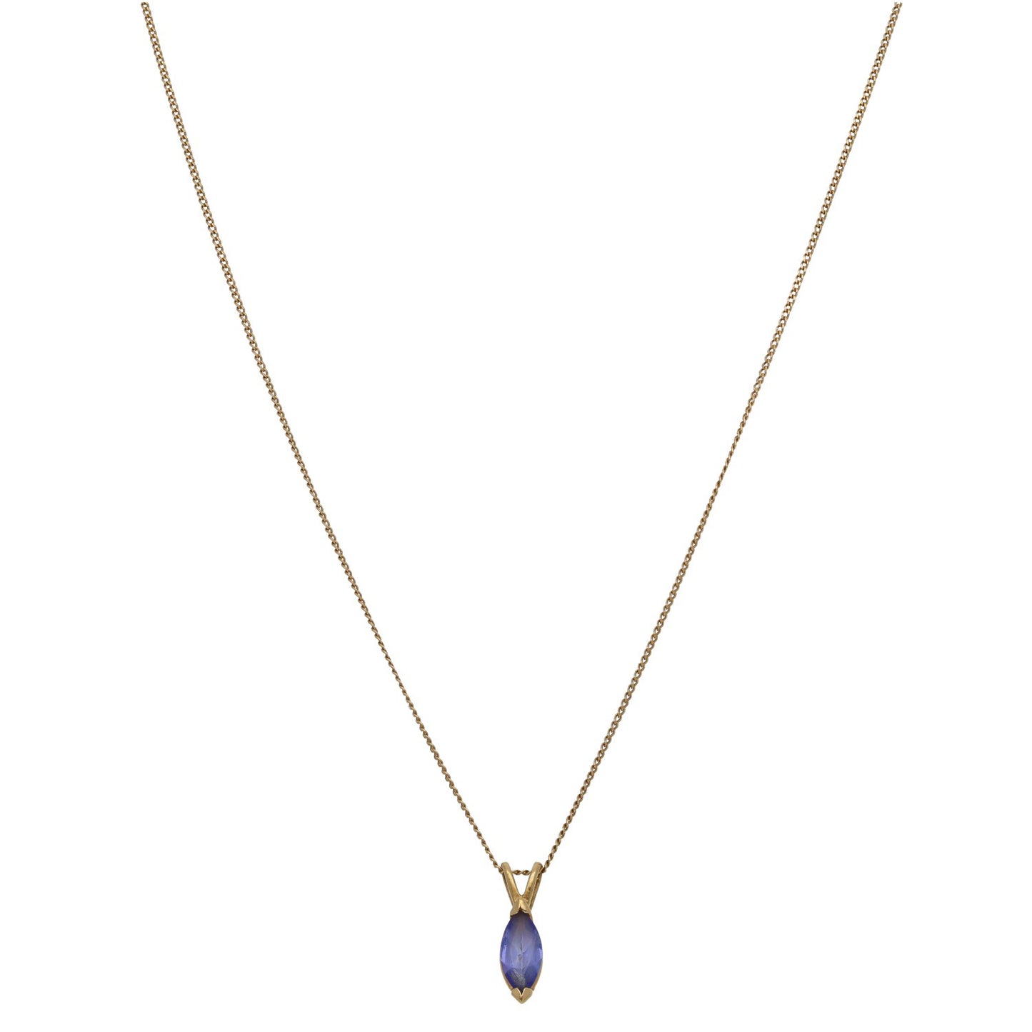 14ct Gold Tanzanite Single Stone Pendant With Chain