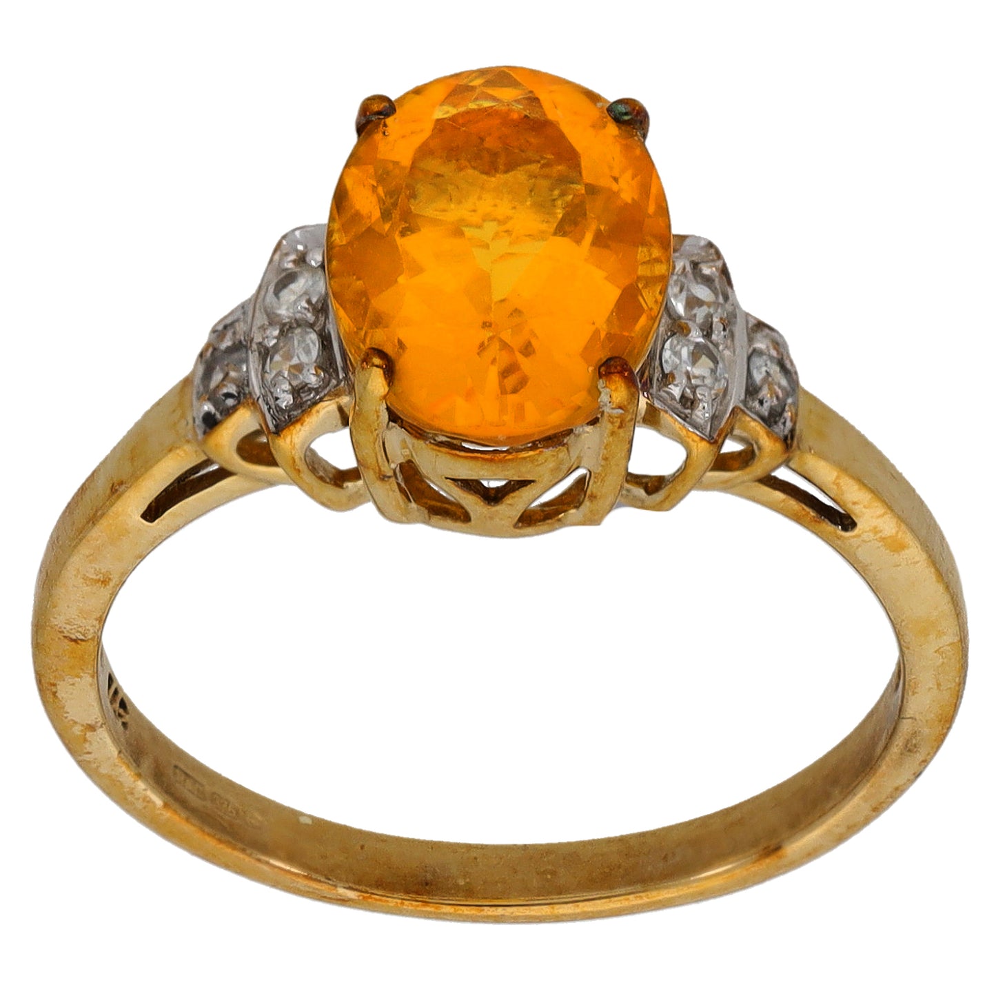 9ct Gold Opal & Imitation Gems Single Stone Ring With Accents Size N