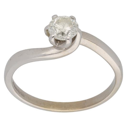9ct White Gold 0.55ct Diamond Solitaire Ring Size N