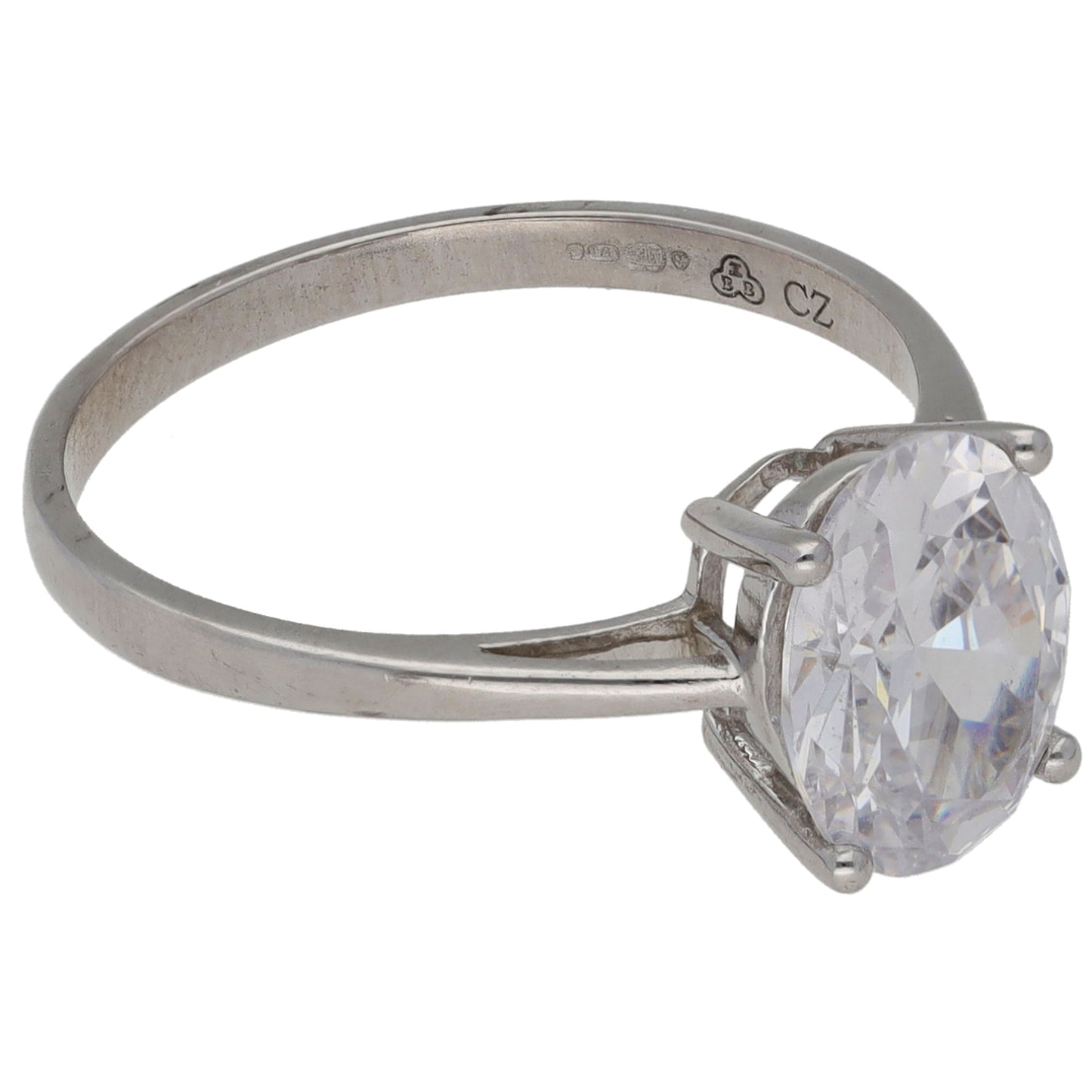 9ct White Gold Cubic Zirconia Single Stone Ring Size L