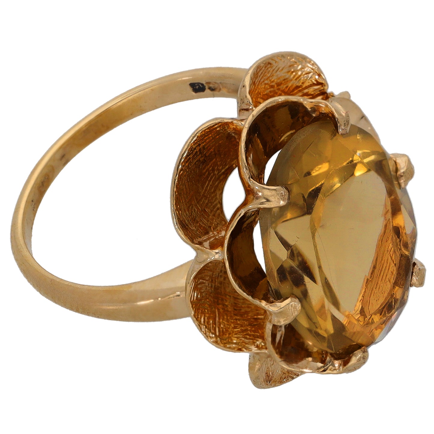 9ct Gold Quartz Single Stone Ring Size M