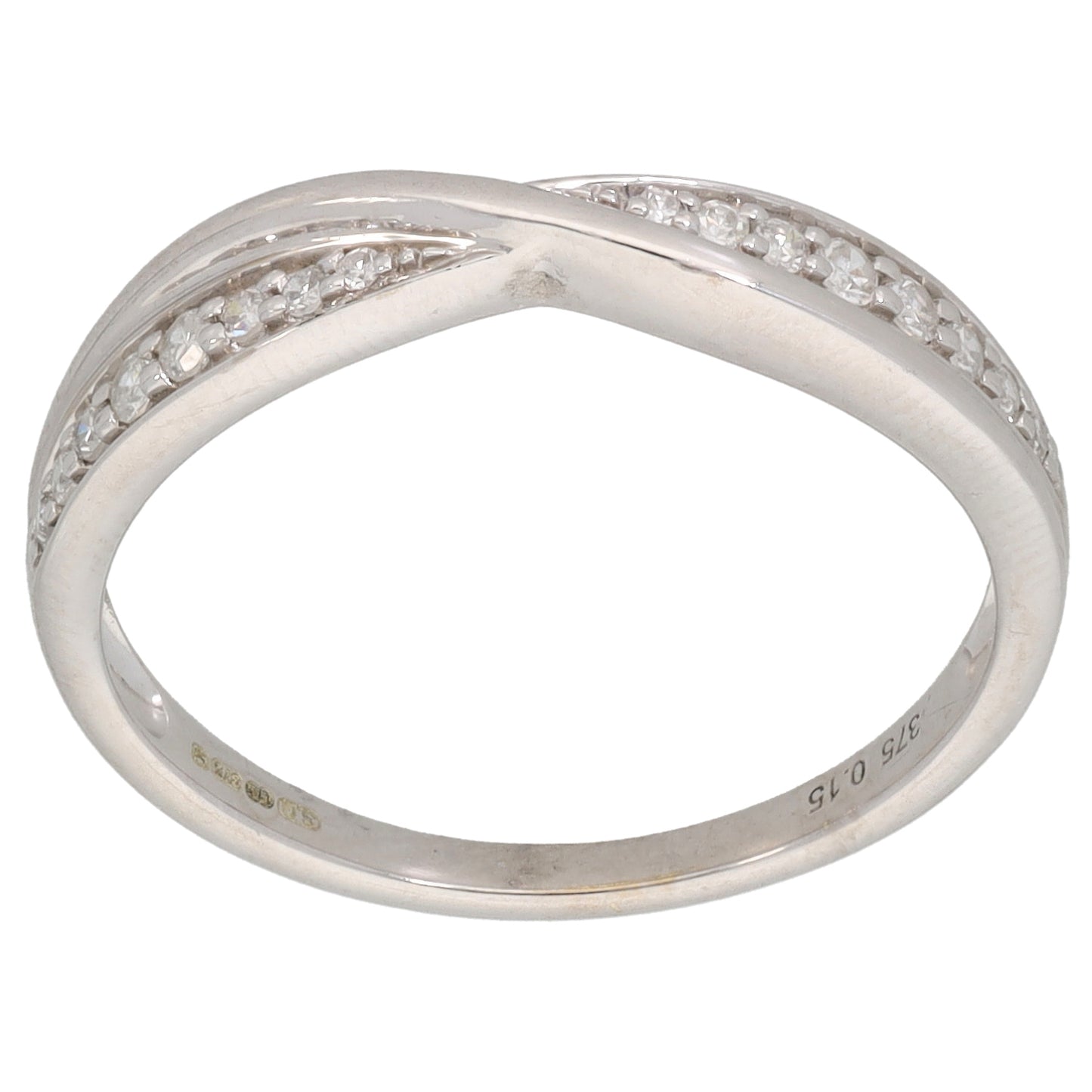 9ct White Gold 0.15ct Diamond Half Eternity Ring Size P