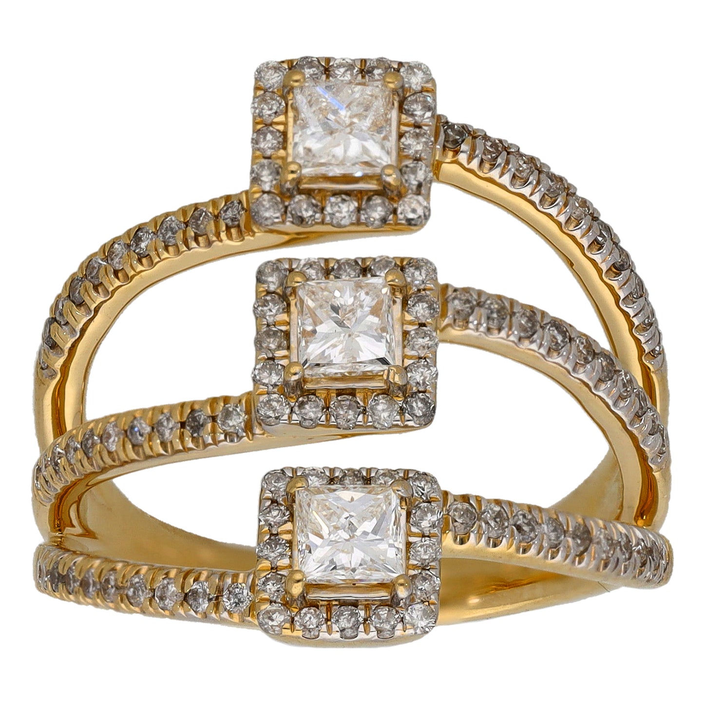 14ct Gold 1.12ct Diamond Dress/Cocktail Ring Size N