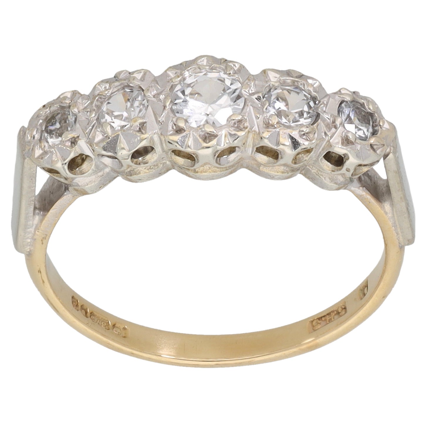 9ct Bicolour Gold Cubic Zirconia Half Eternity Ring Size L