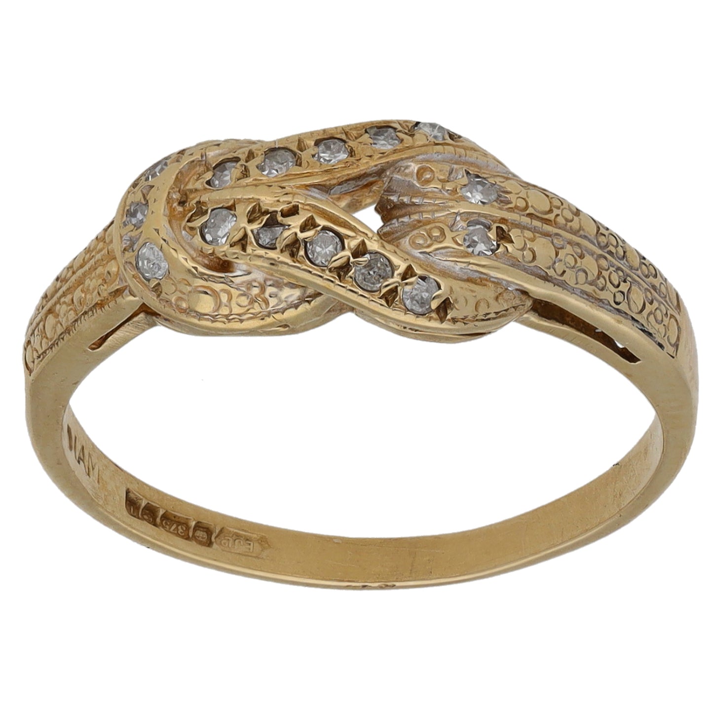 9ct Gold 0.15ct Diamond Knot Ring Size N