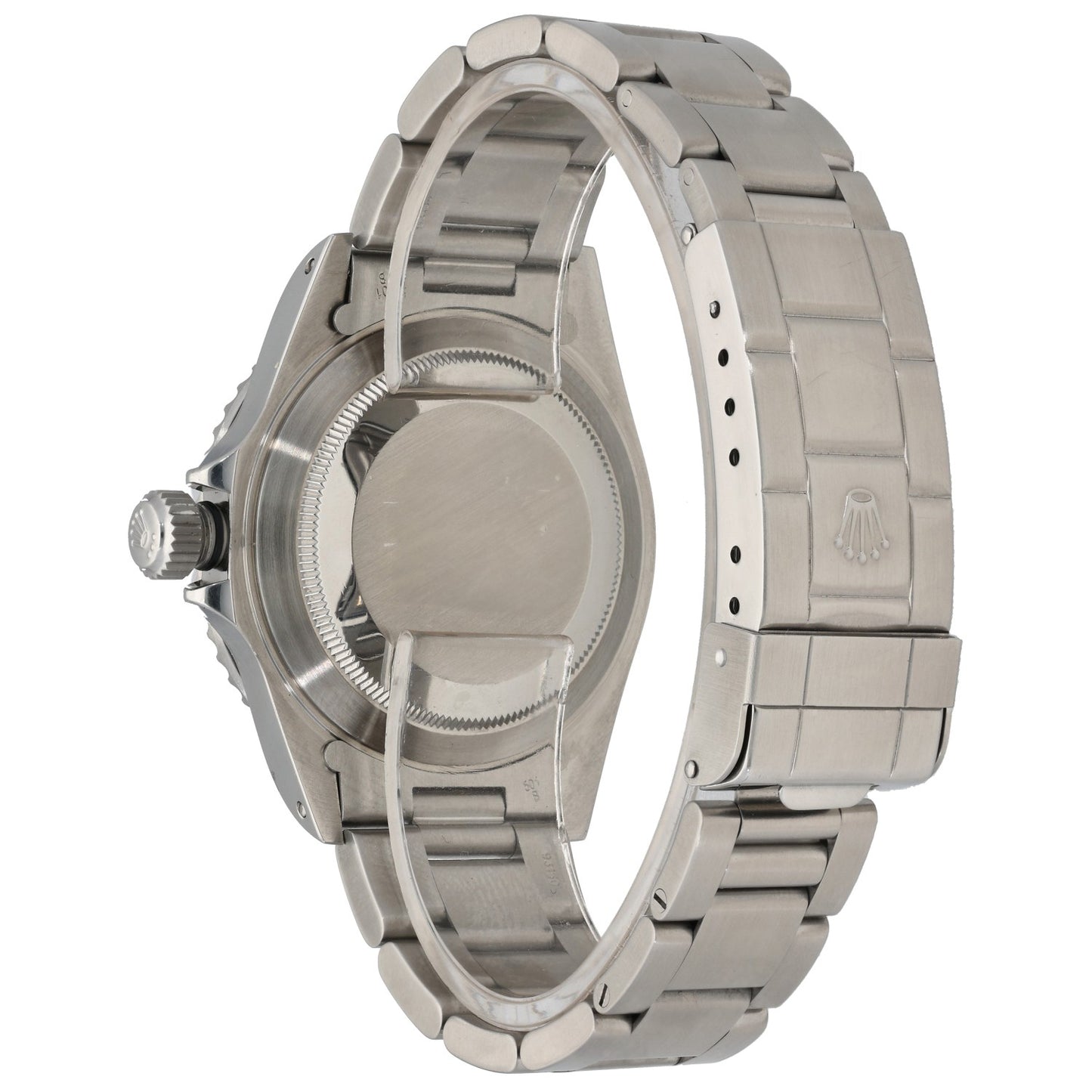 Rolex Submariner 14060M, black dial and bezel on an Oyster bracelet, rear image
