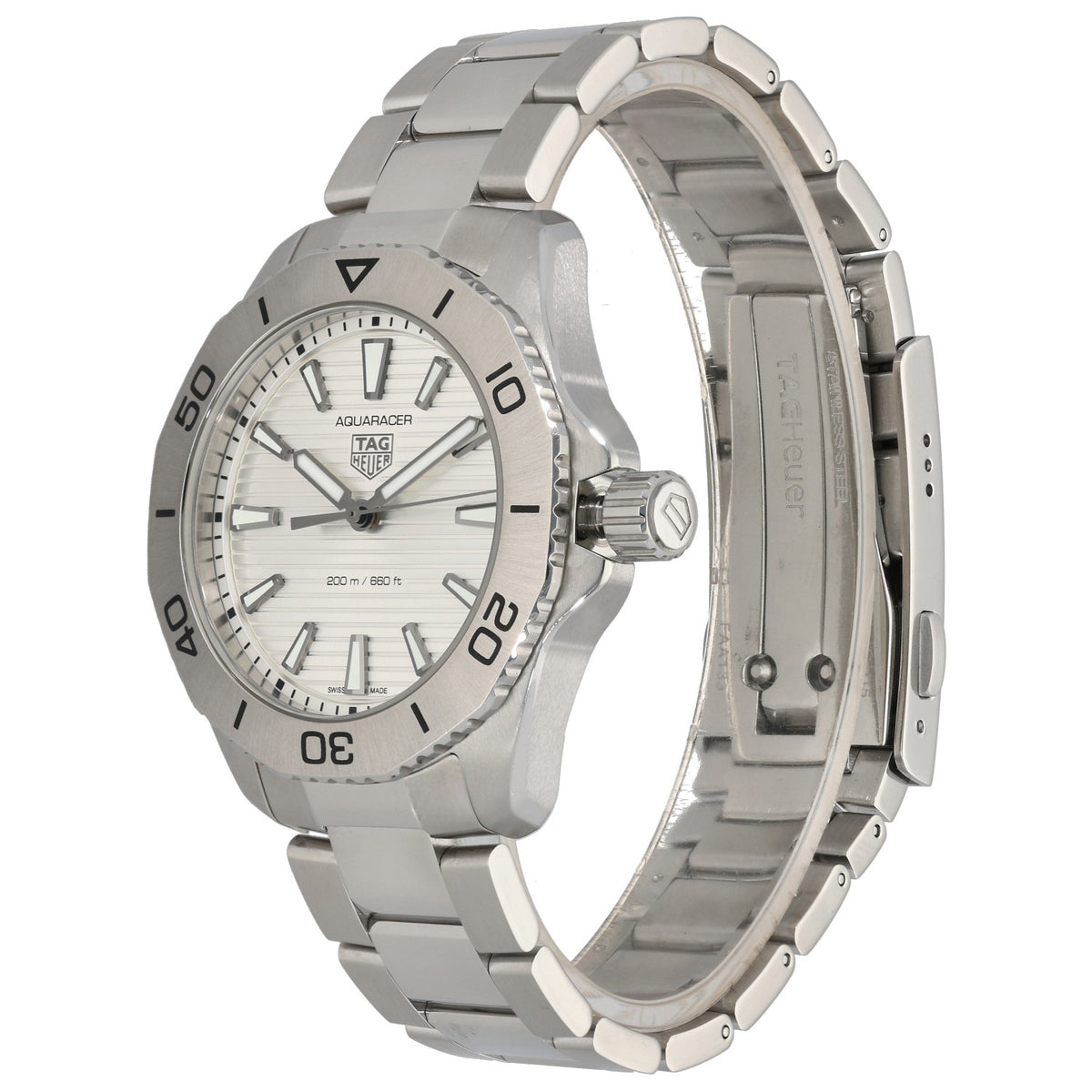 Tag Heuer Aquaracer WBP1111 , silver dial on stainless steel bracelet and case, front image