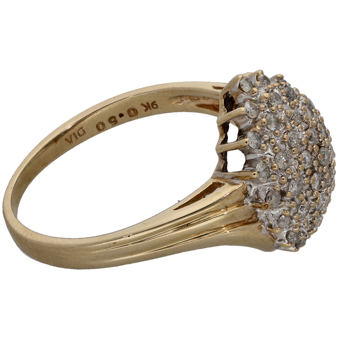 9ct Gold 0.50ct Diamond Cluster Ring Size Q