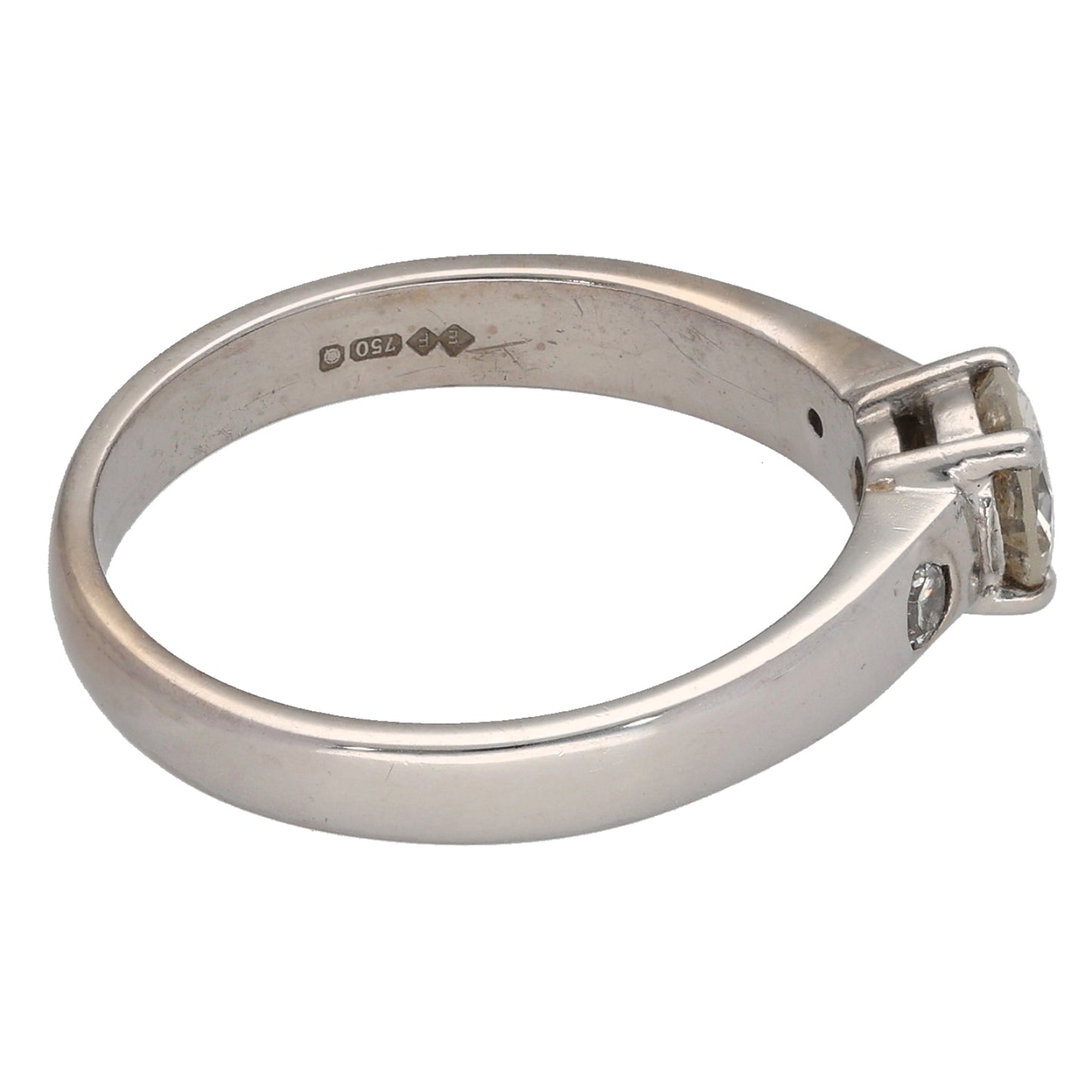 18ct White Gold 0.54ct Diamond Three Stone Ring Size M