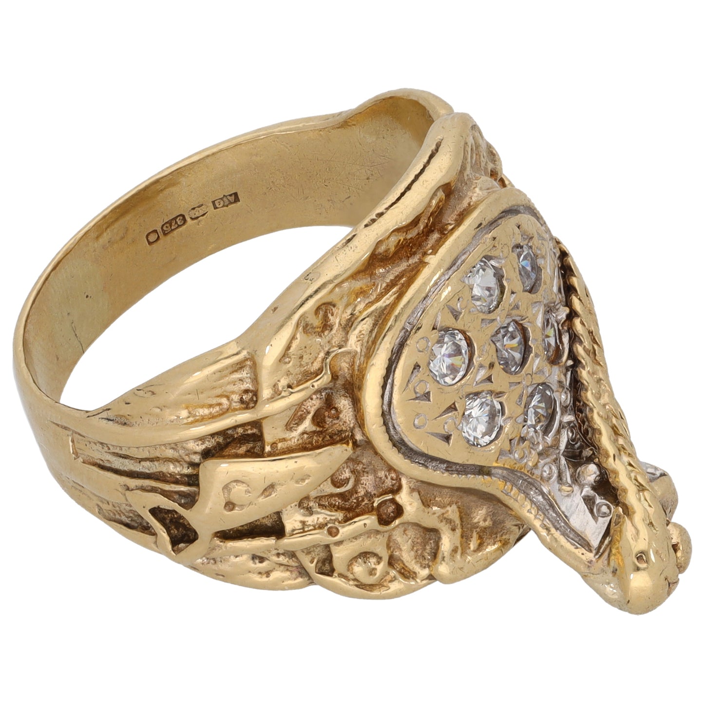 9ct Gold Cubic Zirconia Saddle Ring Size S