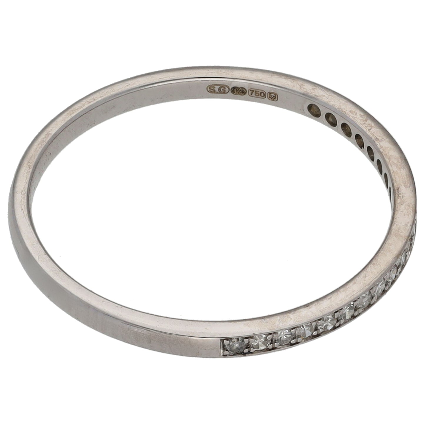 18ct White Gold 0.10ct Diamond Half Eternity Ring Size N
