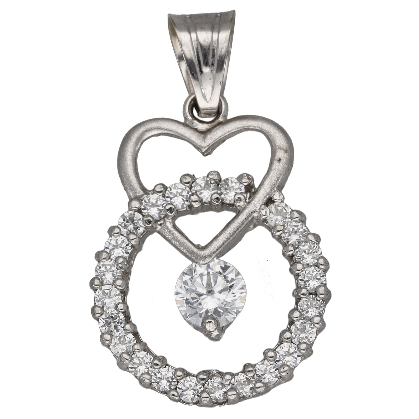 18ct White Gold Cubic Zirconia Heart Pendant
