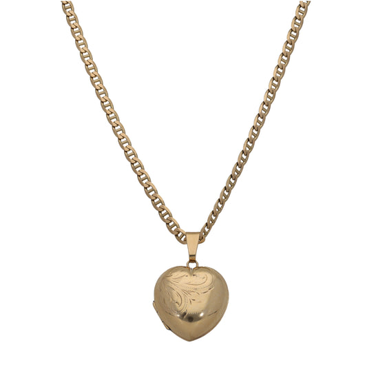 9ct Gold Heart Locket Pendant With Chain