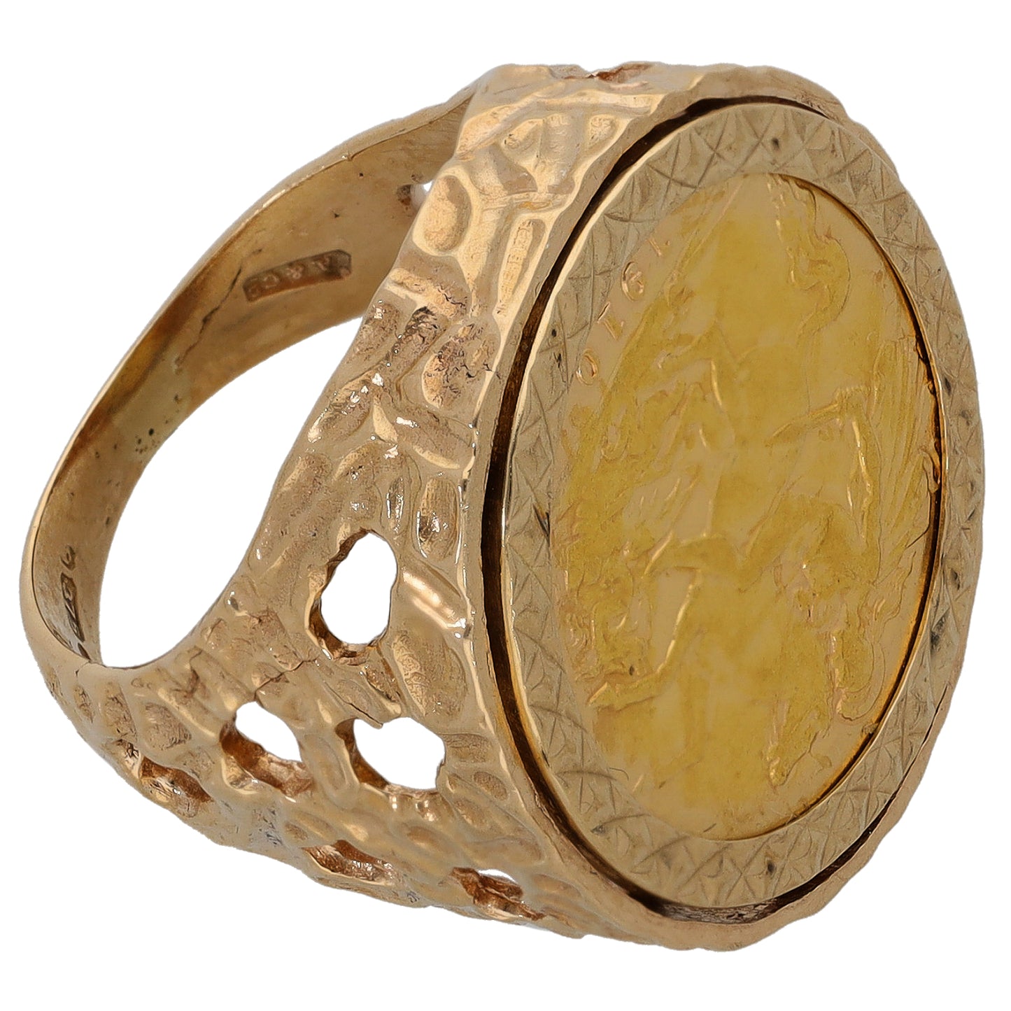 9ct Gold Half Sovereign Coin Ring Size L