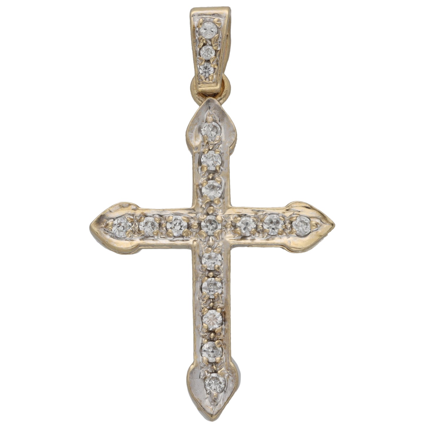 9ct Gold Cubic Zirconia Cross Pendant