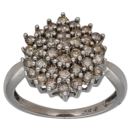 9ct White Gold 0.74ct Diamond Cluster Ring Size K