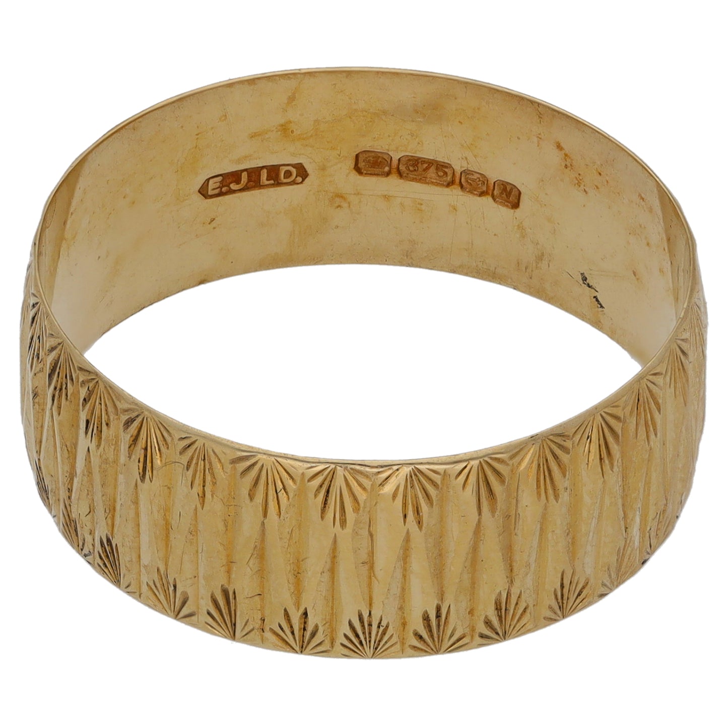 9ct Gold Patterned Wedding Ring Size T