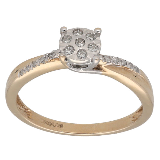 9ct Gold 0.10ct Diamond Cluster Ring Size K