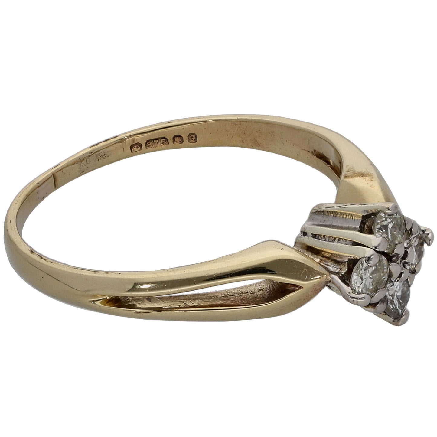 9ct Gold 0.20ct Diamond Dress/Cocktail Ring Size M