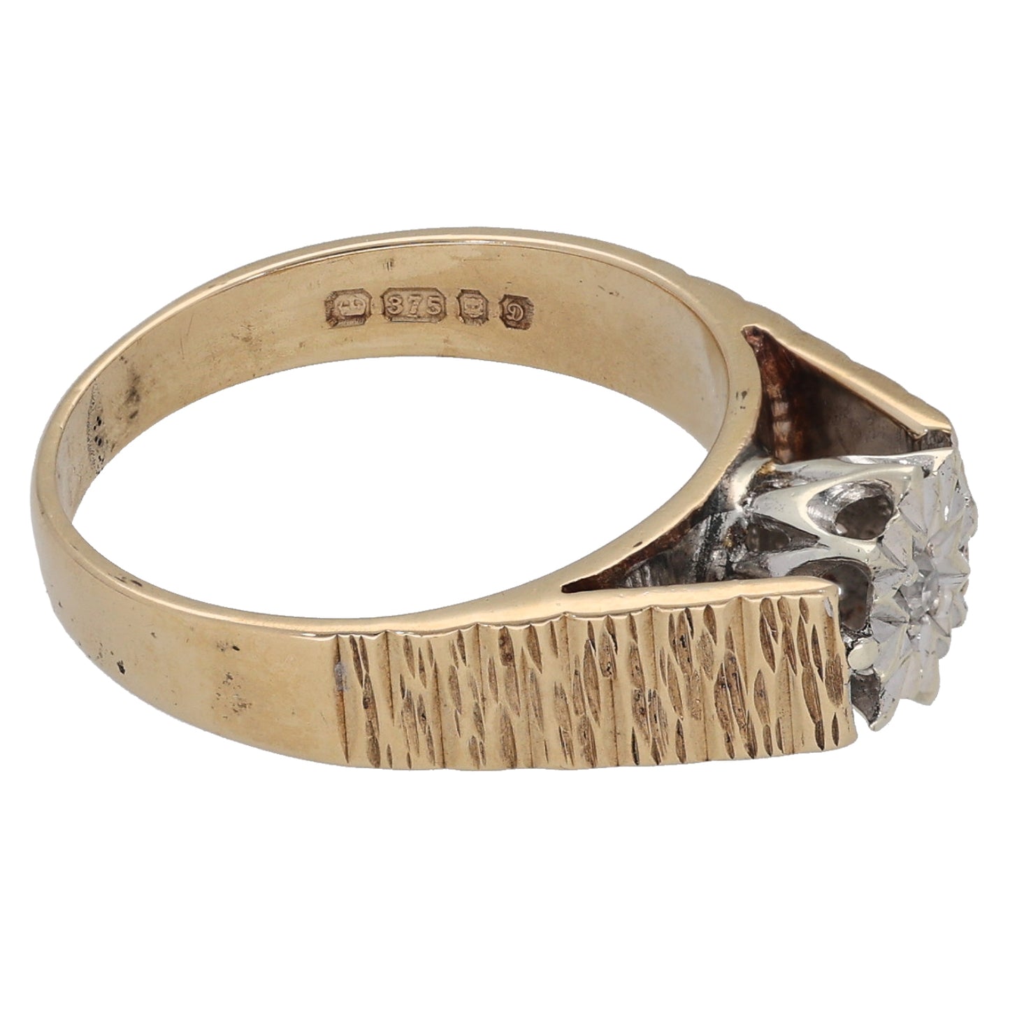 9ct Gold 0.04ct Diamond Solitaire Ring Size L