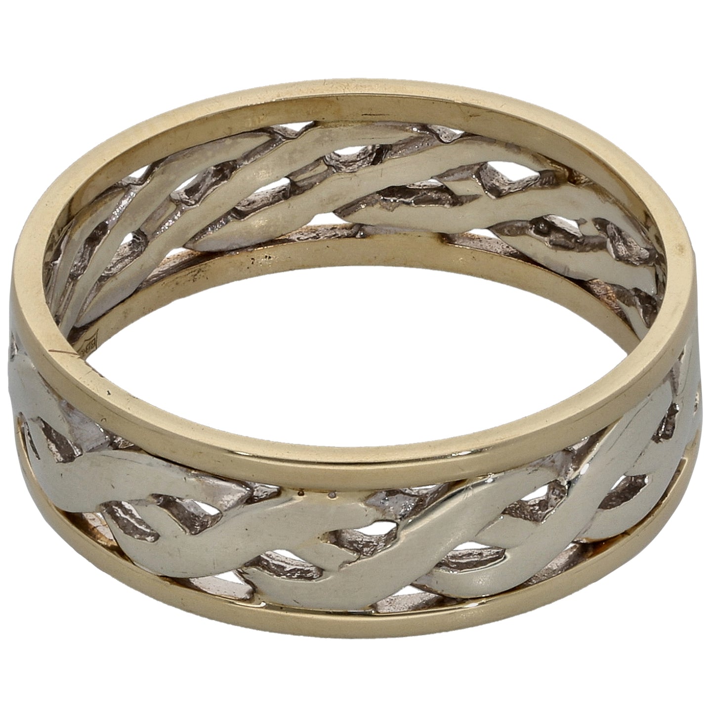 9ct Bi-Colour Gold Patterned Wedding Ring Size L