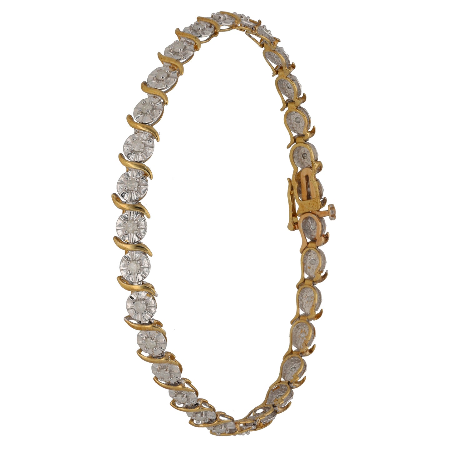 9ct Bi-Colour Gold 0.45ct Diamond Line/Tennis Bracelet